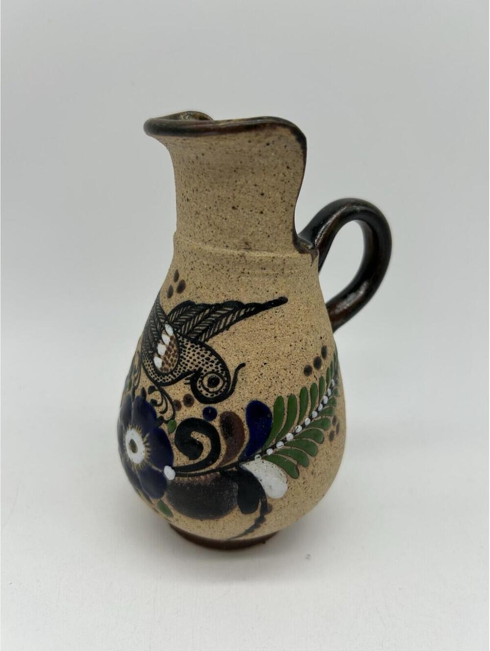 Tonala Mexican Folk Art Pottery Creamer Pitcher BIRD Textured Mexico Vintage EX